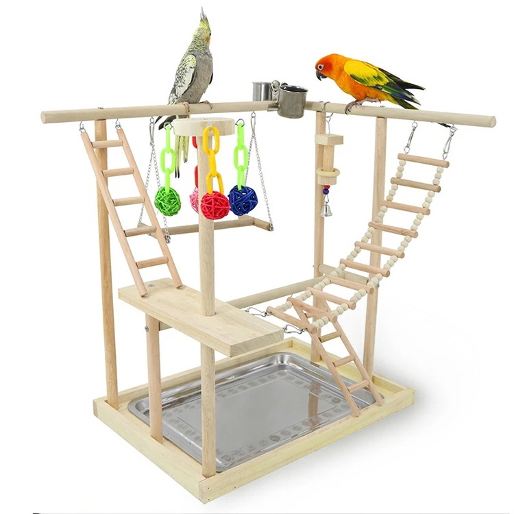 【急速出荷】インコ 鳥の止まり木 止まり木 スタンド はしご ブランコ 木製 鳥 おもちゃ アスレチック 遊び場 吊り下げ スタンド 鳥用スタンド オウム オカメインコ バード バードトイ 鳥かご ケ