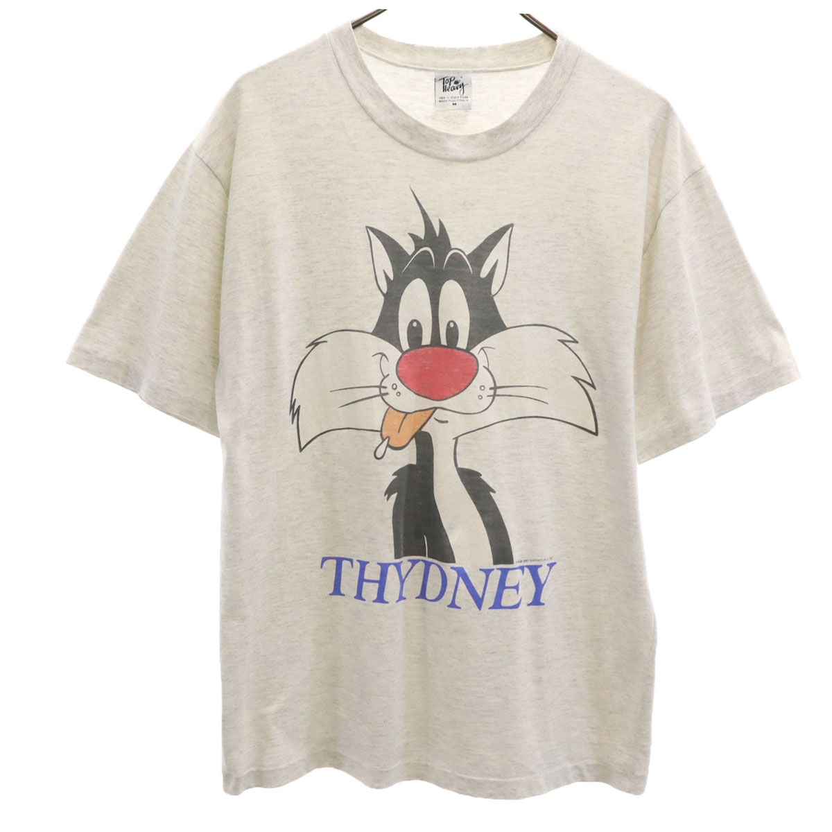 TOP HEAVY 90s オールド オーストラリア製 シルベスターキャット 半袖 シングルステッチ Tシャツ M グレー ルーニーテューンズ ワーナーブラザーズ メンズ 古着