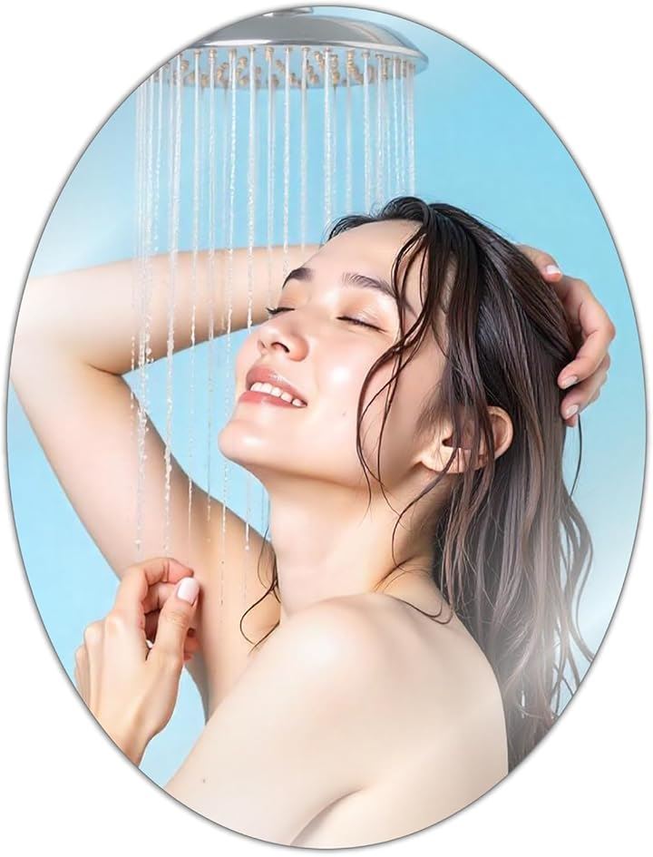 専門家監修/クリアな映像 浴室鏡 お風呂鏡 くもりにくい 歪まない マグネット ミラー オーバル (オーバル（285ｘ375ｍｍ）, 長さ37.5 x 幅28.5 cm)