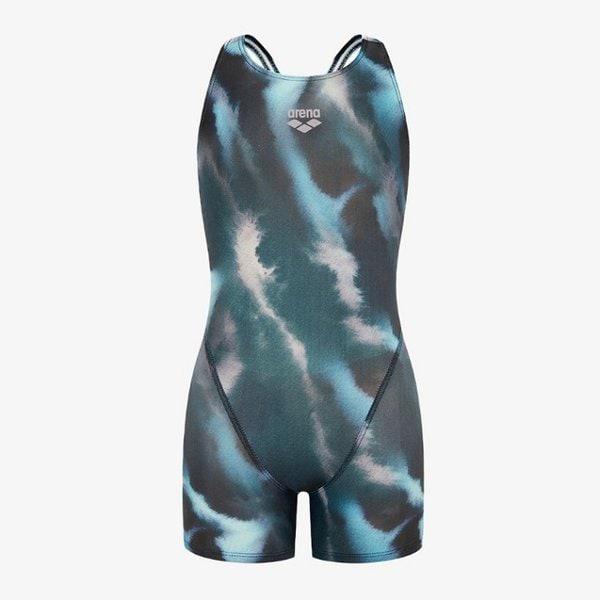 WORLD AQUATICS 認証 女児用屋内水着 インカ キッズ 3分丈 ハーフボディレーサー クロスバック (A6SG1CH01BLK)