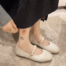 フラットサンダル 楽ちん！フラットパンプス ローファー 通勤 2024夏の新しいフラットなシングル靴ラウンドヘッド浅い口のプリント女性の靴 韓国ファッション