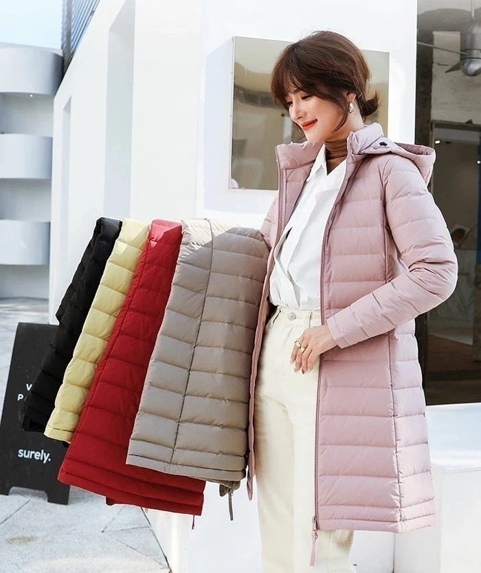 【即納】軽量 ダウンジャケット インナーダウン ダウン90% ロング あったか 大きいサイズ 秋 冬 防寒 雪 ジャケット ダウンコート レディース アウター お尻カバー 体型カバー 軽い 暖かい 薄