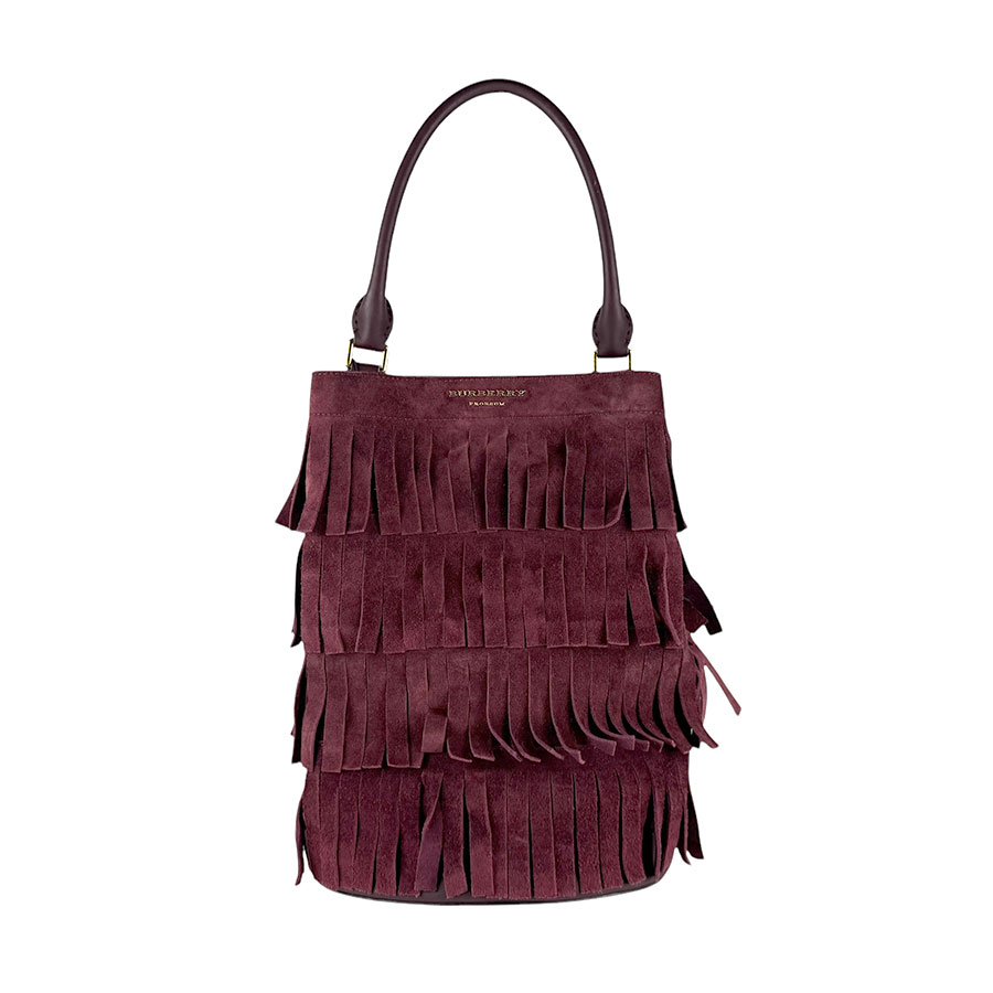 バーバリープローサム BURBERRY PRORSUM ハンドバッグ スエード ワインレッド レディース z4726