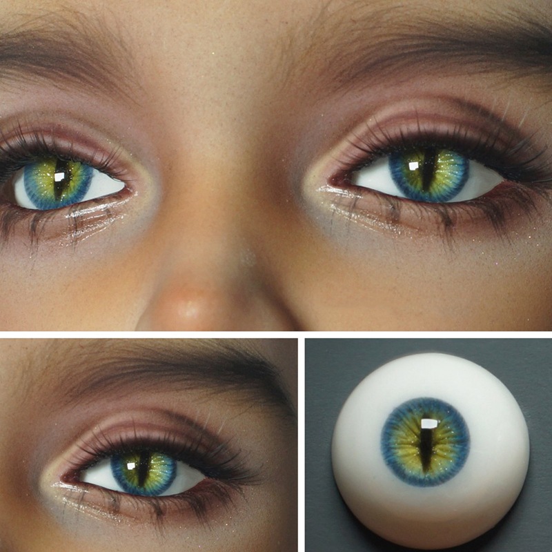 BJD ドールアイ レジンアイ 獣瞳 青緑 人形用樹脂眼 1/3 1/4 1/6ドール用アイ 10mm/12mm/14mm/16mm/18mmサイズ
