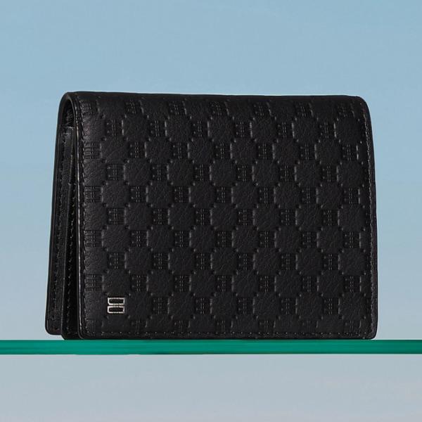 DBWA3F365BK [名刺カード財布(紙幣収納可能)][LOUIS][ルイス] ブラック輸入革 ルイス エンボス DDパターン