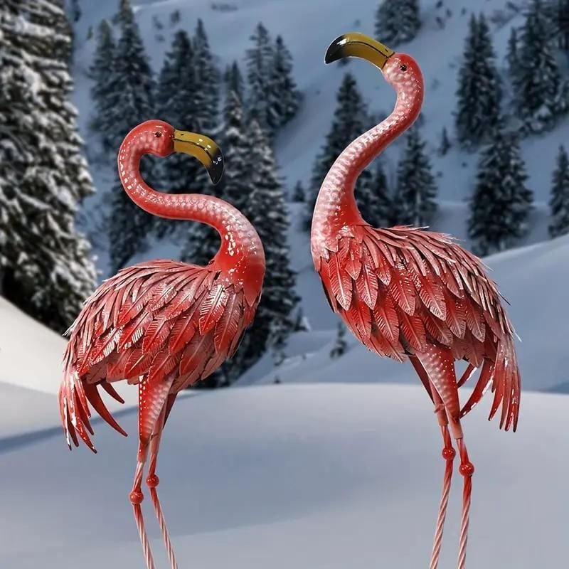 ガーデンオーナメント 置物 庭 芝生 フラミンゴ オブジェ ガーデニング 屋外 2個セット ピンク PINK FLAMINGO おしゃれ エレガント