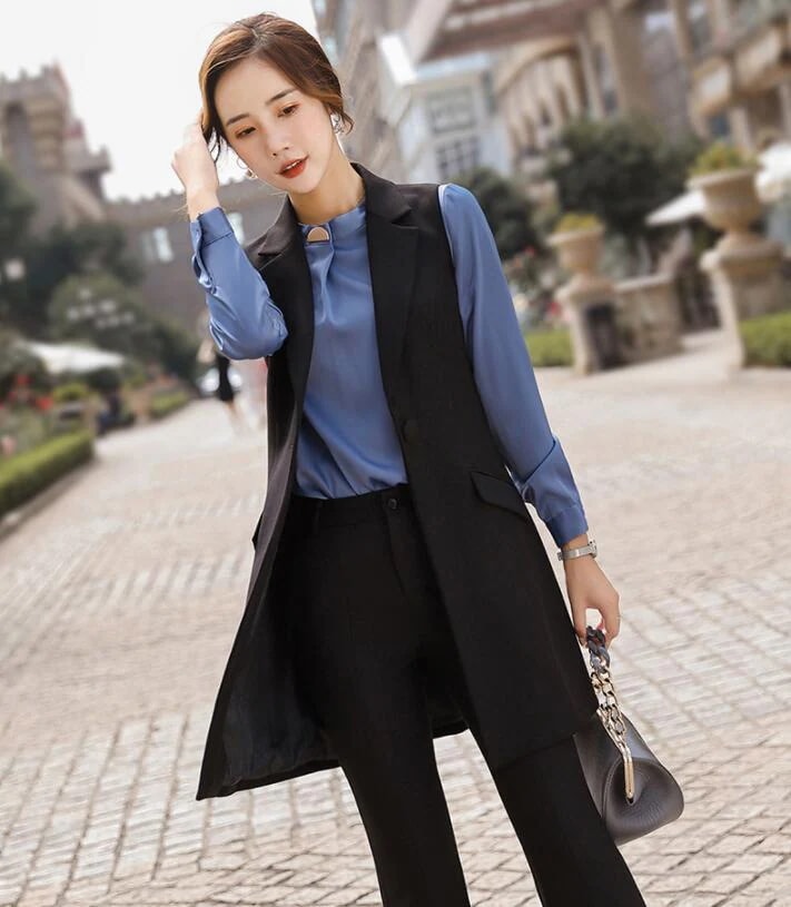 一つボダンベスト レディース 2点セット ビジネス パンツスーツ フォーマル 通勤 OL オフィス 入学式 卒業式 着痩せ 30代40代 ママ 春秋冬 リクルートスーツ セットアップ セレモニースーツ