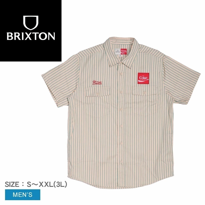COCA-COLA DELIVERY OLSON S／S 01343 メンズ ウエア 半袖 シャツ コカコーラ コラボ コラボレーション 衿付き 襟付き ストライプ 柄シャツ 総柄