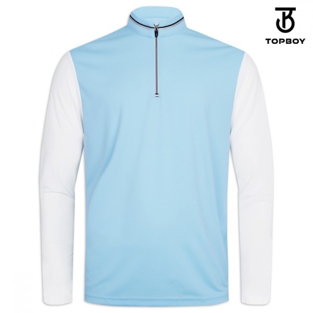 (TOPBOY) ユニセックスグループウェアストレッチハーフジップアップ長袖Tシャツ (AB068)