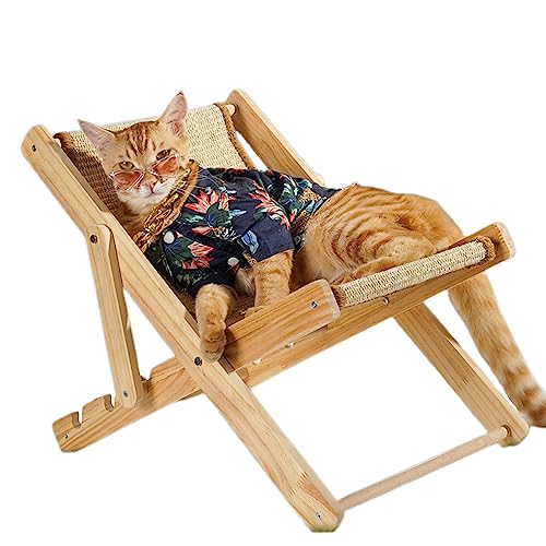 4速度の調節可能で自然な木猫の椅子サイザル麻のScratcherが付いている高い猫のベッド