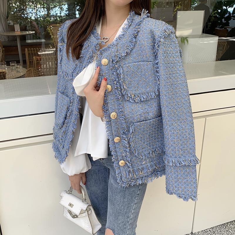 【1-3日出荷】初秋新入荷セレブ小香風コート女性新モデル秋冬小柄ゆったりカジュアル韓国風ファッション短い上着