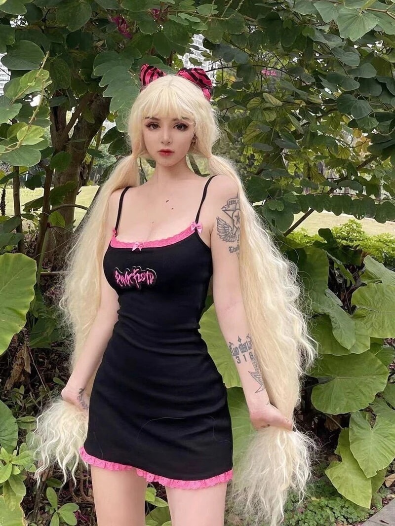 【3日で出荷】ニューサマージャパニーズハラジュクブラックプリントホットガールファッションロリータ気 7,528円