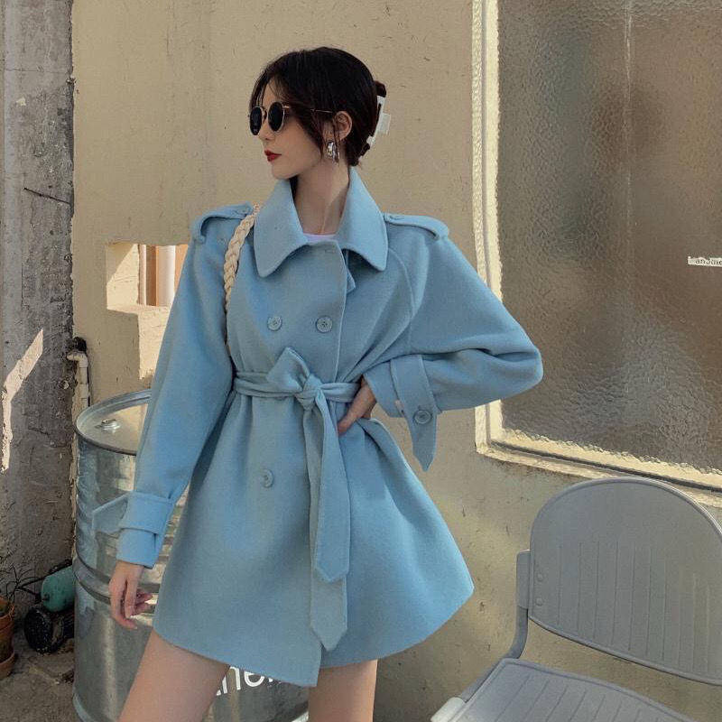 レディースファッション ドレープ感 チェスターコート 長袖 受け取って腰 ダブルブレスト ツイード アウター 5,156円