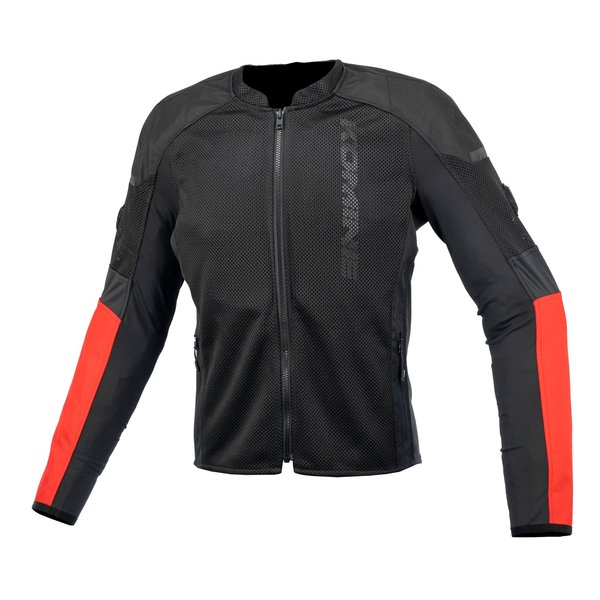 バイク用 春夏 ヘビーメッシュスクランブラージャケット ブラック レッド/XLサイズ JK-173/BLACK RED/XL