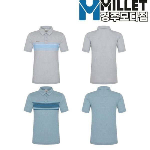 男性ミッドストライプ半袖カラーTシャツMLVUT264_KJ