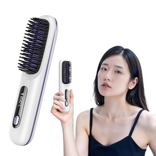 【Amazon.co.jp限定 & 2025年進化モデル】ヒートブラシ コードレス ブラシアイロン ストレート マイナスイオン 静電気防止 デジタル表示 Type-C充電式 160～200℃ USB充