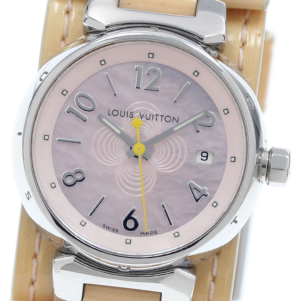 ルイ・ヴィトン LOUIS VUITTON Q1216 タンブール デイト クォーツ レディース 内箱付き_941885【中古】