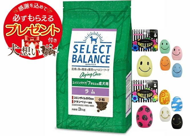 【プレゼント付】セレクトバランス エイジングケア ラム 小粒 ７才以上の成犬用 3kg【スマイルエッグ付】
