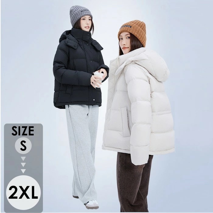 95%ダウン ダウンコート レディース 人気 ショートダウン ダウンジャケット 大きいサイズ 30代 アウター 大人 軽量 上品 防寒 秋 冬 ショート丈 フード きれいめ プレゼント ギフト ブラッ