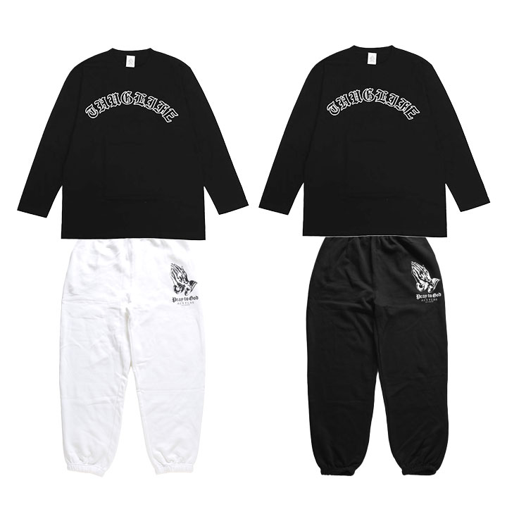ACE FLAG 上下セット 長袖 ブランド メンズ 春秋冬用 全2色 大きいサイズ エースフラッグ セットアップ ロンT スウェットパンツ THUG LIFE
