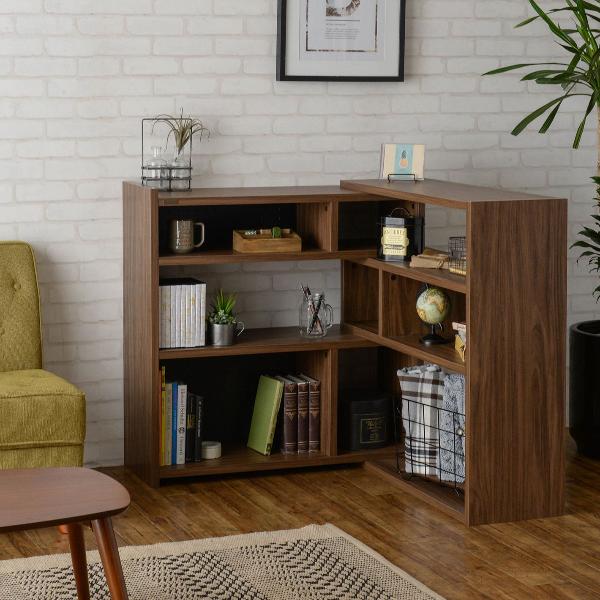 【幅90～166】伸縮ラック キッチン収納 コーナー 背面化粧処理 間仕切り 本棚 リビング収納 高品質 高級感 シェルフ キッチンラック 伸縮・回転が自由自在なオープンラック 大人かわいい