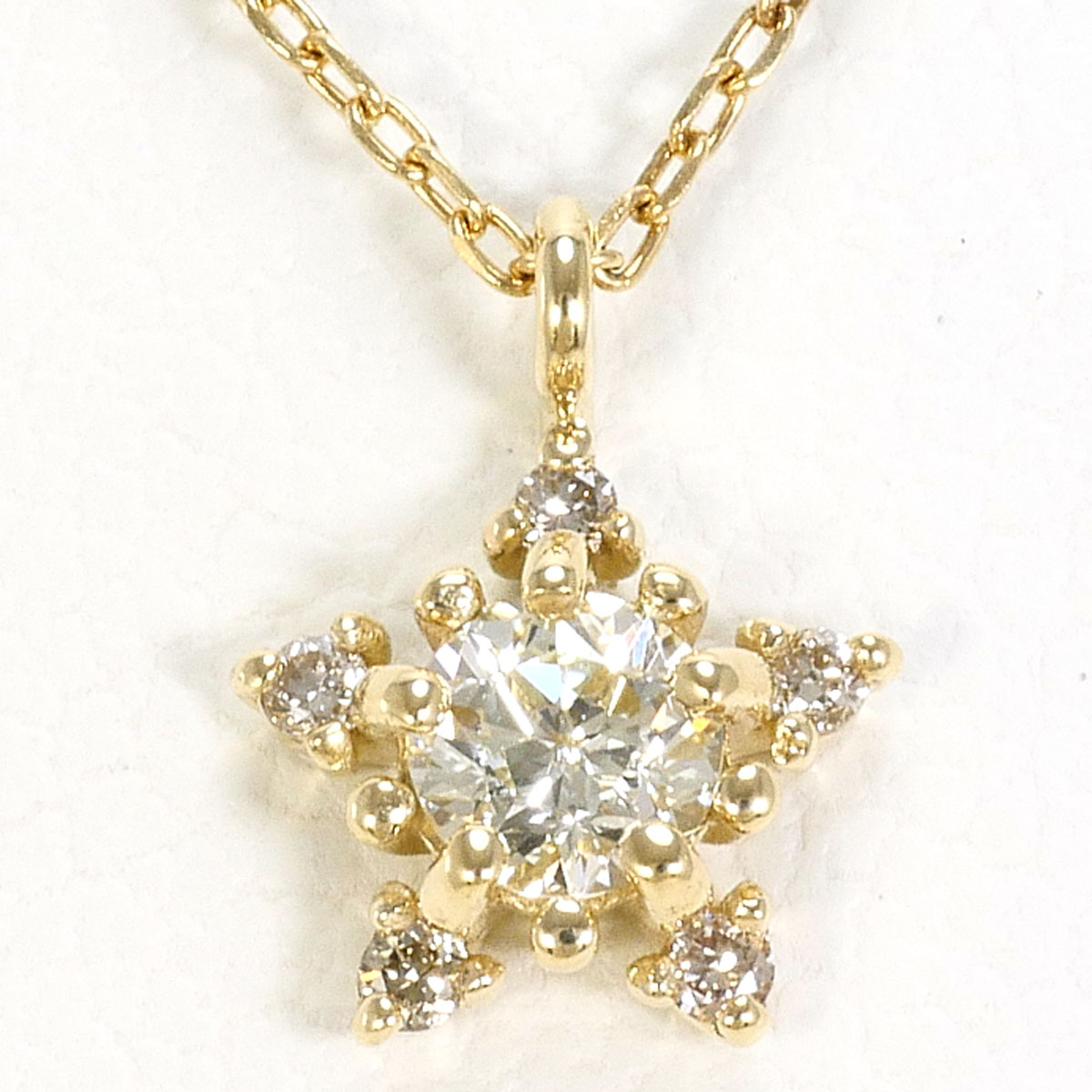 フェスタリア K10 10金 YG イエローゴールド ネックレス ダイヤモンド 0.104ct ダイヤモンド 0.02ct 総重量約0.9g 約39cm 中古