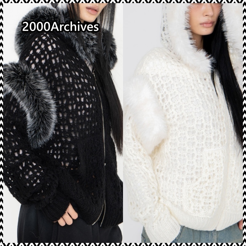 2000Archives SNOWY FUR CARDIGAN