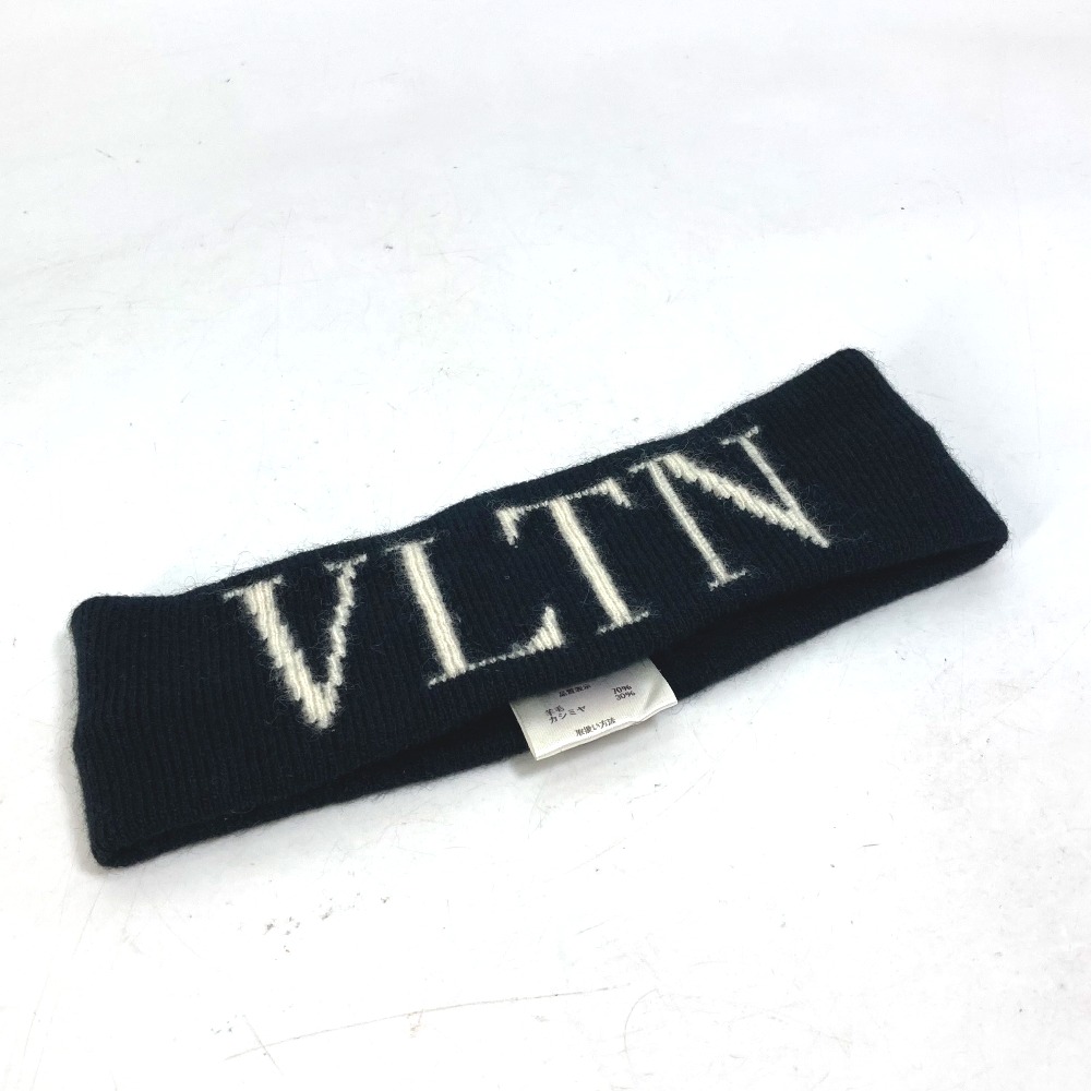 VALENTINO ヴァレンティノ ヘアバンド VLTN ロゴ ヘッドバンド ヘアアクセサリー ウール ブラック