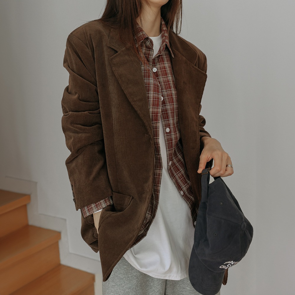 セルニーコーデュロイバクシーシングルジャケット