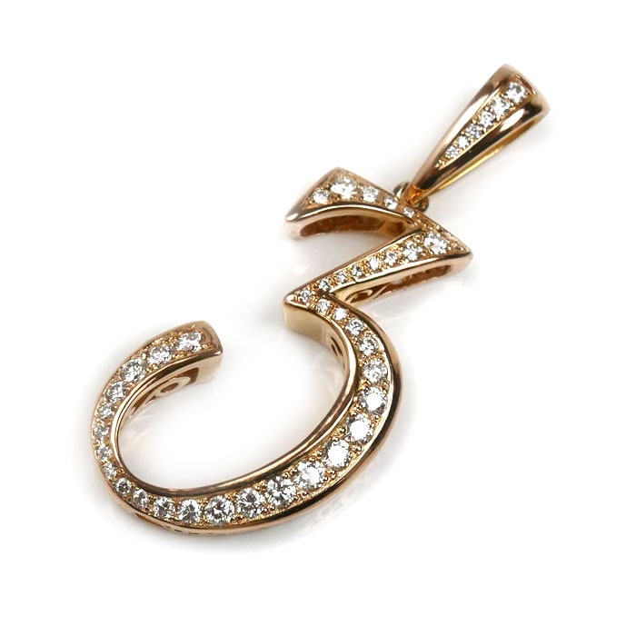 ゆきざき K18PG ピンクゴールド ノンブル NO.3 L バチカン付き ペンダントトップ ダイヤモンド1.04ct/0.07ct 10.1g ユニセックス 中古 美品