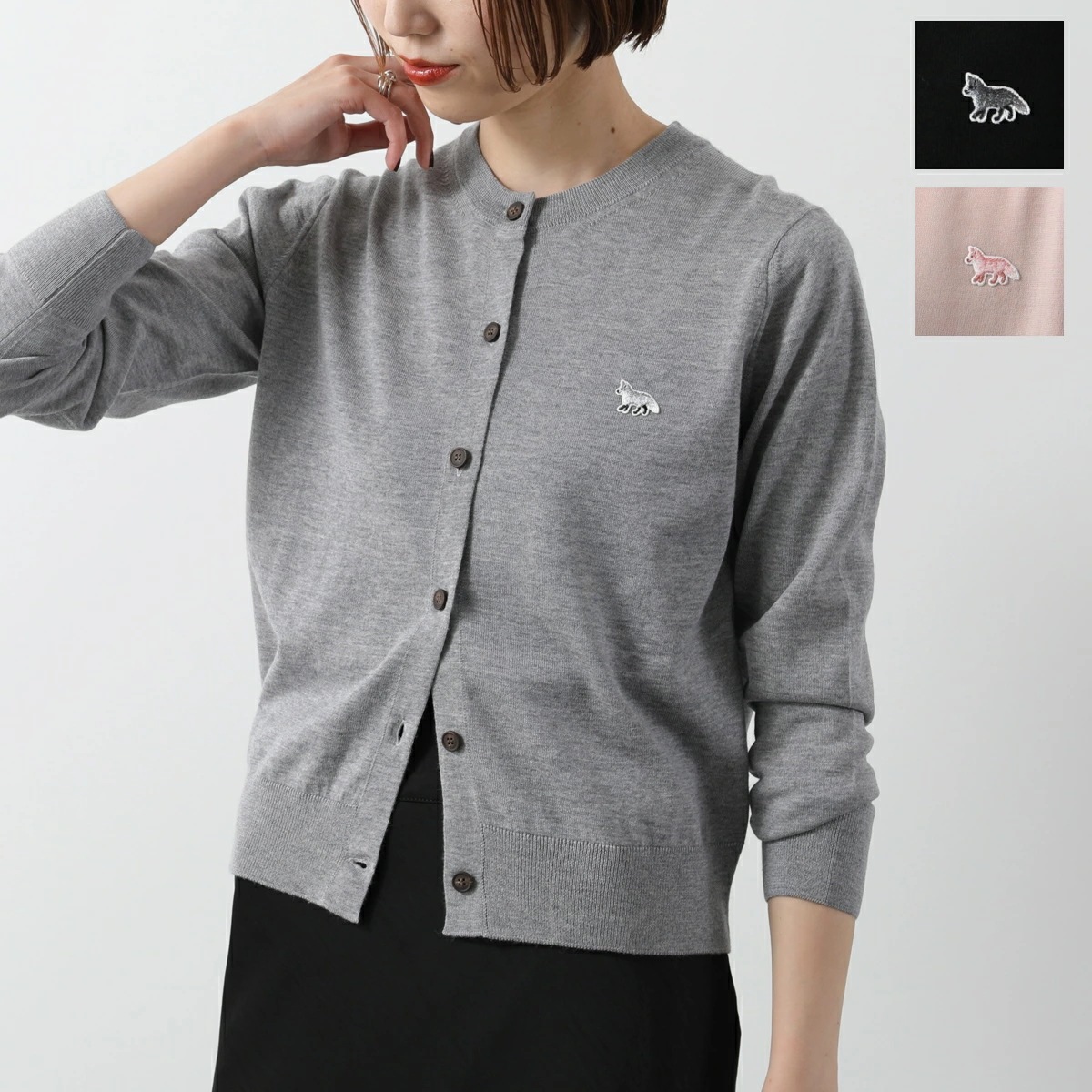 MAISON KITSUNE メゾンキツネ カーディガン MW00507KT1036 レディース ウール クルーネック ベイビーフォックス パッチ カラー3色