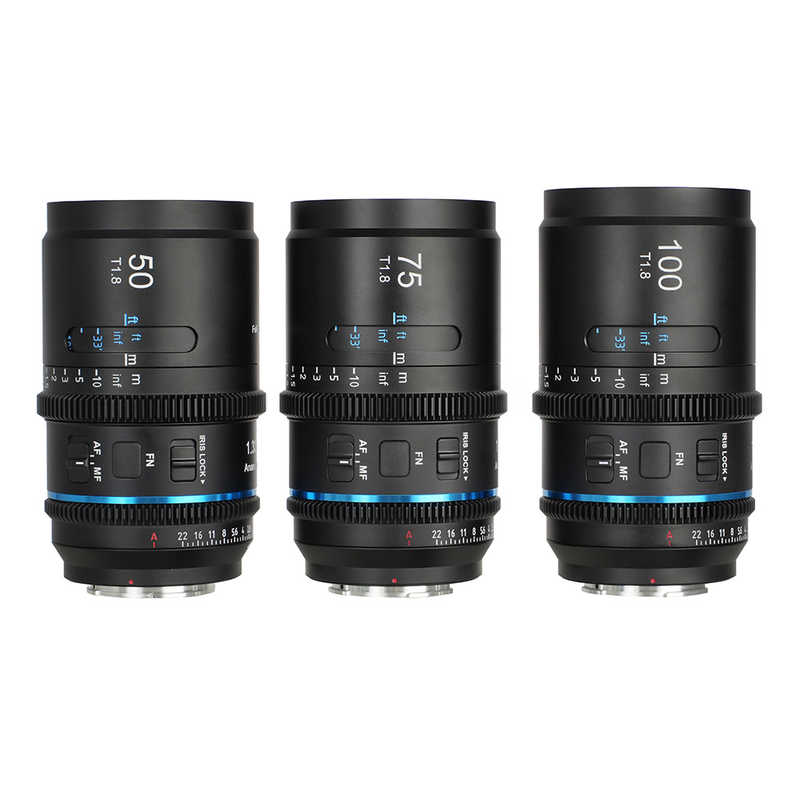 SIRUI　Astra オートフォーカス アナモルフィックシネレンズ Full Frame 3本セット(50/75/100mm) ブルーフレア ［ソニーE / 単焦点レンズ］　AST-3S-EB-JP