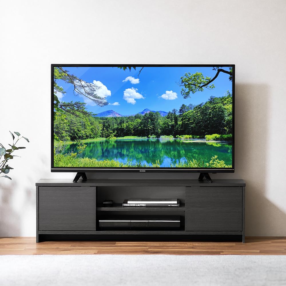 【47インチまで対応】アイリスオーヤマ テレビ台 『隠せる収納』 AVボード ローボード 収納 棚 ボックスタイプ 幅約109.5×奥行約29.6×高さ約31.1cm BAB-110R ブラックオーク