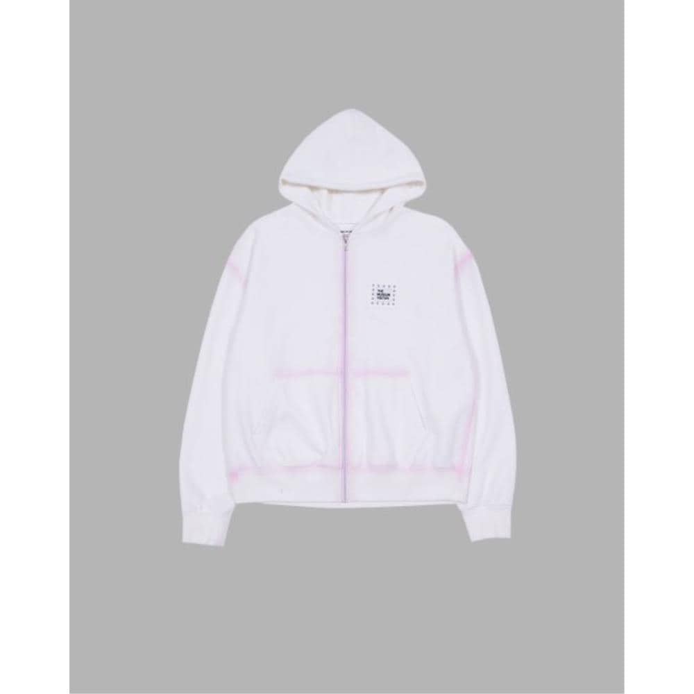 THE MUSEUM VISITOR SPRAY PRINTED ZIP UP HOODY WHITE 1017