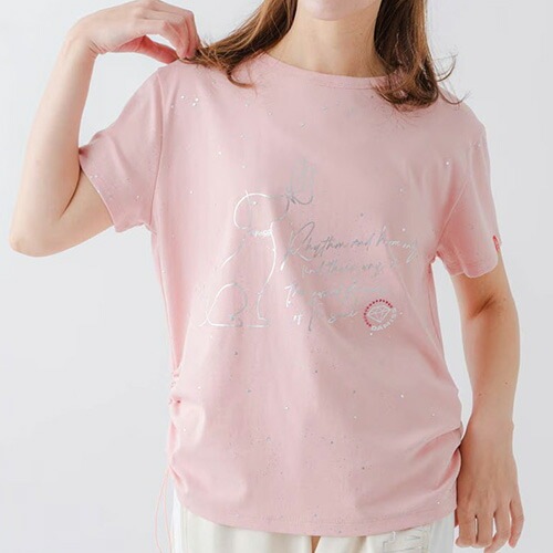 シルバーメタリックDogTシャツ フィットネス 半袖 ウィメンズ 1634-1620-PNK