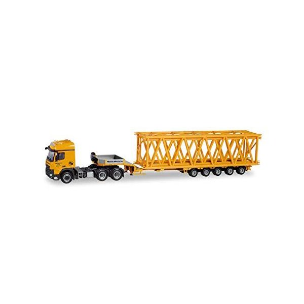 herpa 311076 Semitieflade-Sattelzug mit Gittermastteilen Semi-Trailer Mercedes-Benz Arocs with Minia