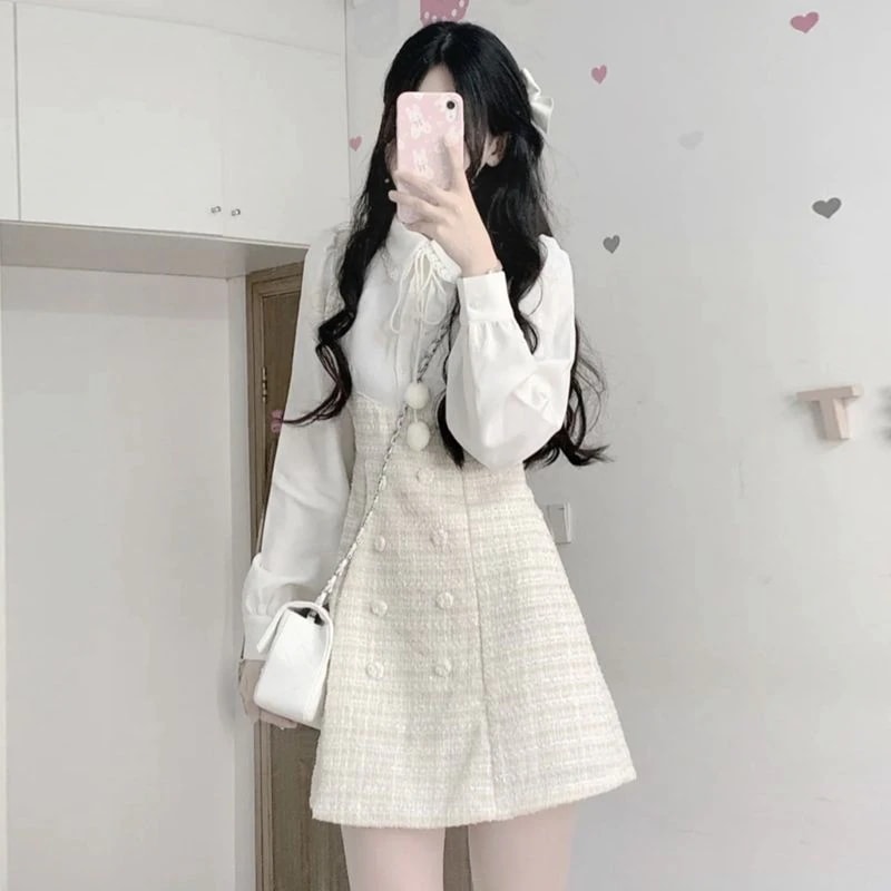 ハイエンドのカスタマイズ-2025春と秋の新しいデザイン甘くてスリムな小さな香りの良いショートコートと女性用の偽のツーピースドレススーツ