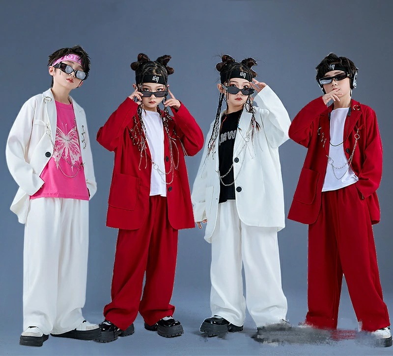 スーツ hippop 発表会 女の子 ストリートダンス 子どもジャズダンス衣装 キッズ 学園祭 普段着 jazz ジュニア テーラードジャケット 上下セット 演出衣装 男の子 おしゃれ ダンスウエア