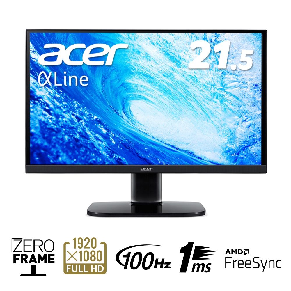 Acerエイサー 液晶ディスプレイ(21.5型/VA/FullHD 1920×1080/100Hz/1ms/HDMI1.4/D-Sub/VESA/3年保証)(ブラック) KA220QHBMIX