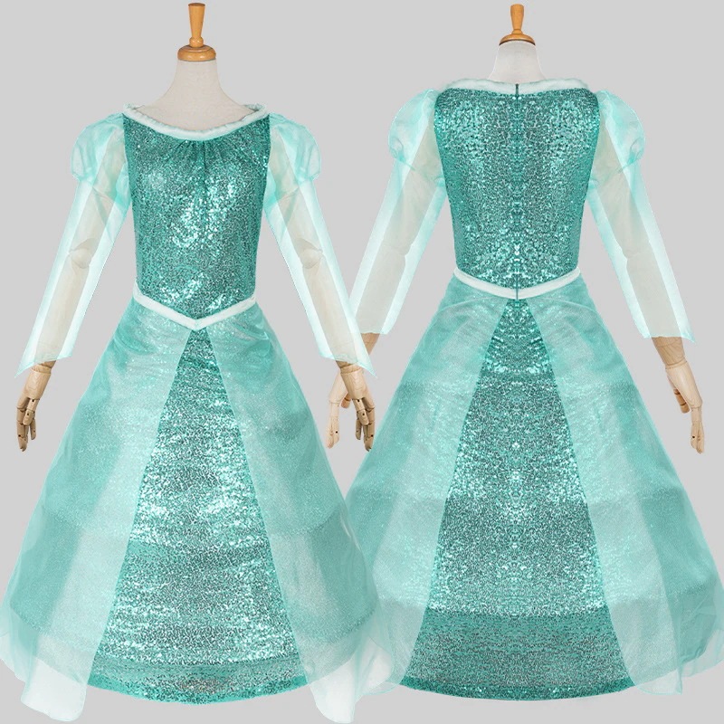 アリエル マーメイド ハロウィン アニュアル パーティー スパンコール付き グリーン フレッシュ プリンセス イブニング ドレス アリエル マーメイド プリンセス コスチューム