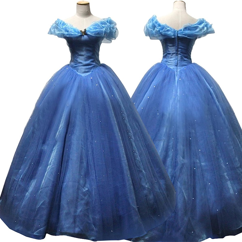 シンデレラ ドレス Cinderella 労働服 コスプレ衣装 プリンセス ドレス ワンピース お姫様 発表会 文化祭 学園祭 ステージ服 大人 シンデレラ ハロウィン クリスマス