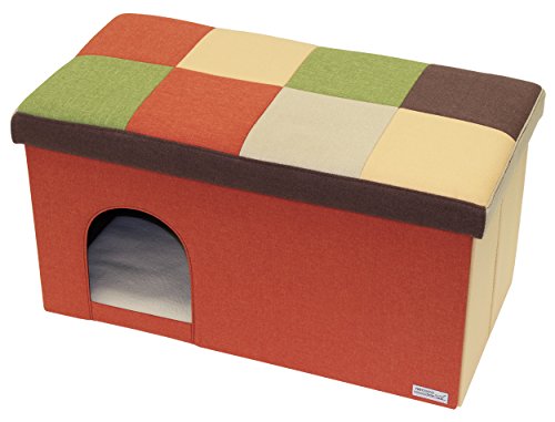 適当な価格 ペティオnecoco ネココ キャットハウス&スツール オレンジモザイク ワイド ベッド・マット・寝具