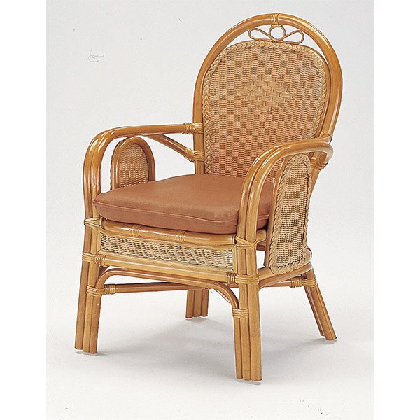 アームチェア ラタン ダイニングチェア 肘付 座面高47cm