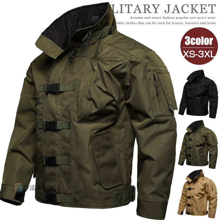 ミリタリージャケット メンズ タクティカルジャケット 防水 防風 アウター サバゲー サバイバルゲーム 装備 ライダース 登山服 アウトドア ジャケット 多機能 スタンドネック 仕事 作業着 ワーク 6,070円