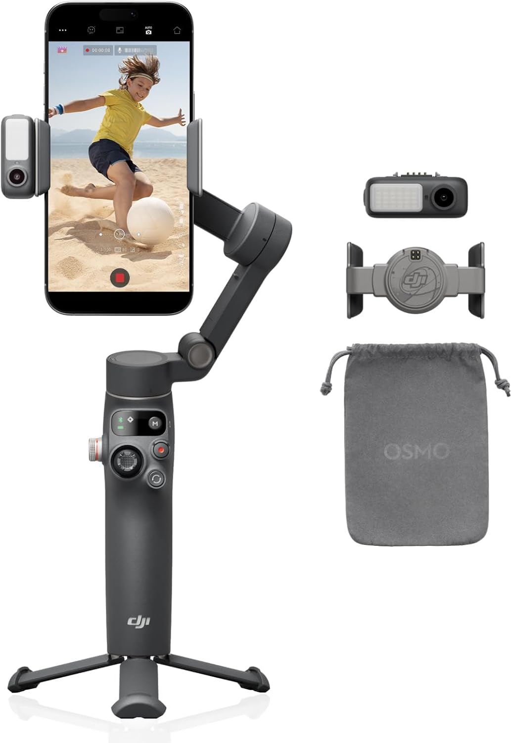 DJI スマホ ジンバル Osmo Mobile 7P ジンバルスタビライザーiPhoneAndroid) ネイティブトラッキング 照明 3軸スマホジンバル クイックスタート ワンタップ編集 延長ロッ