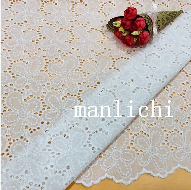 生地手芸布綿白い綿布生地手作り刺繍生地小花柄可愛い刺繍綿100%コットン綿レー