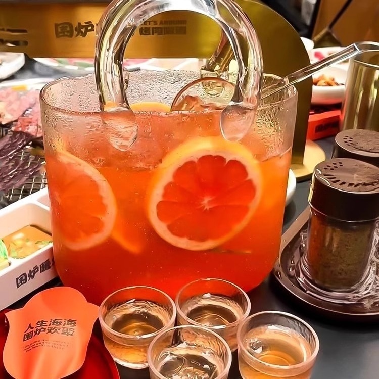 INSスタイル セット バー ジュースカップ 酒場 手提げガラスバッグ フルーツグラス カクテルカップ ガラススプーン手提げバスケット振り子 花瓶 養魚水槽 家庭用振り子 キャンプ