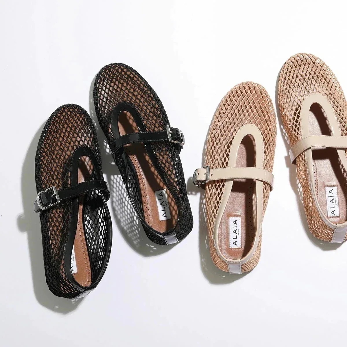 ALAIA アライア バレエシューズ BALLERINA STRAP AA3A029TK007 レディース フラットシューズ メリージェーンシューズ メッシュ