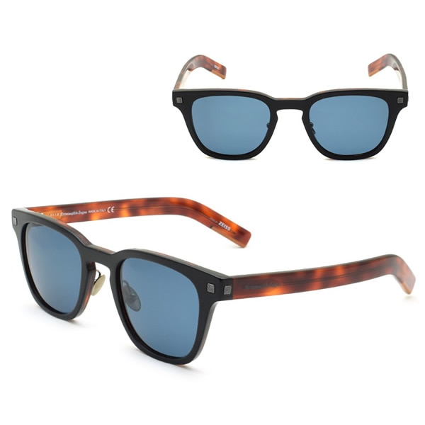 ゼニア サングラス ZEGNA EZ0125-F/S 05V 51 Ermenegildo Zegna ブラック ハバナ ブルーグレー ノーズパッド UVカット メンズ