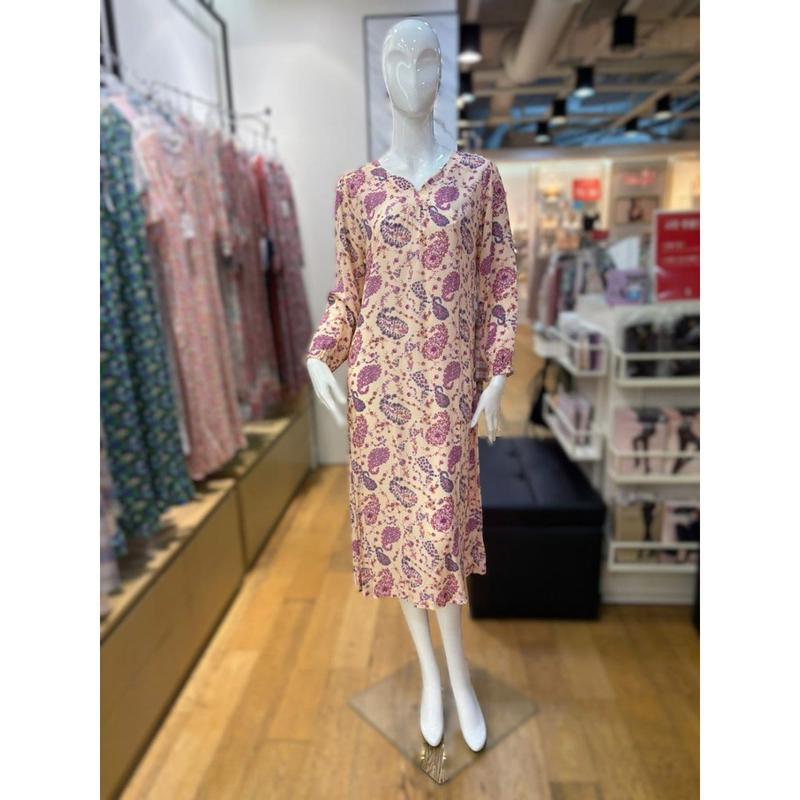 [坡州店] [] レーヨンペイズリー捺染ホームウェアワンピース (CO) WGN348W